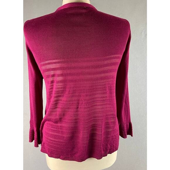 Dressbarn Womens Medium Open Front Cardigan Sweater with Ruching Pink - Picture 8 of 10
